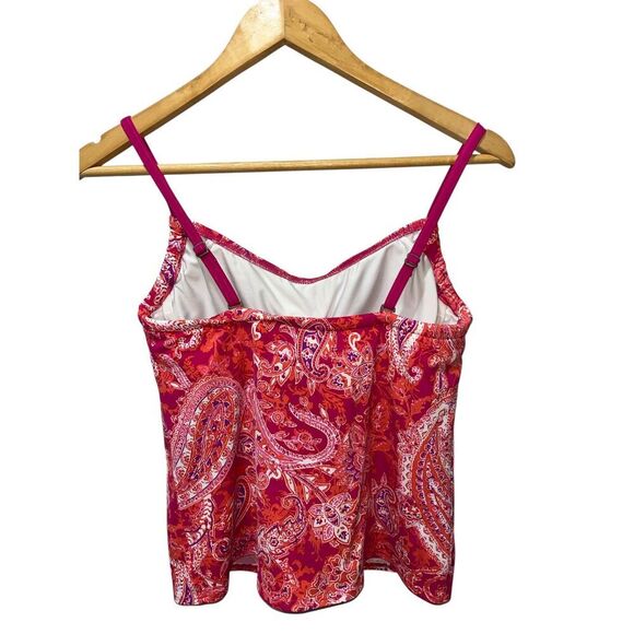 Land's End Women's Tankini Top Size 6 Pink Paisley Print Underwire Swimwear - Picture 2 of 5